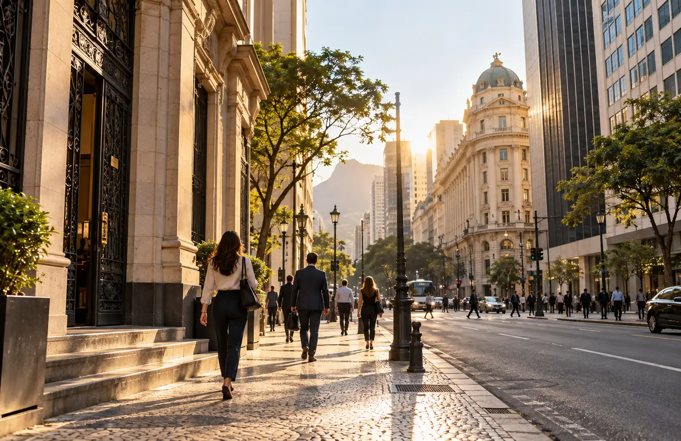 Vista ilustrativa da Avenida Rio Branco, no Centro do Rio de Janeiro